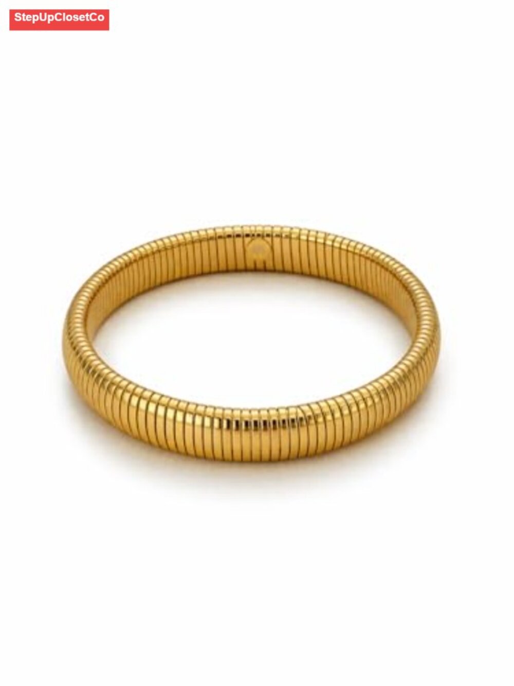 Stainless Steel Stretch Bracelet Bangle, 18K Gold Plated, Adjustable